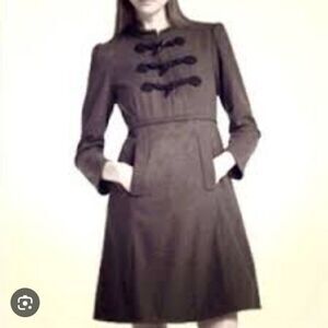 Marc Jacobs Brown Wool A Line Dress with Black Accents Pockets  L